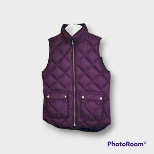 J Crew Womens Size X-Small Burgundy Down Waterfowl Quilted Puffer Vest Outdoors